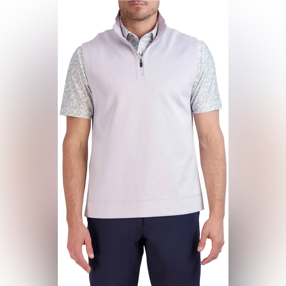NWT Hickey Freeman 1/4 zip vest Men's Orchid Striped Golf Vest Size Medium